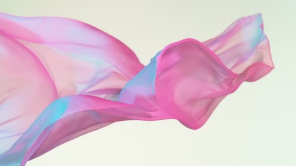 Super Mouvement Lent Tissu Coloré Transparent Ondulant Filmé Sur High Clip Vidéo