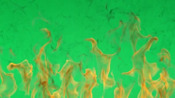 Super Slow Motion Fire Line Terisolasi Green Background Difilmkan High — Stok Video