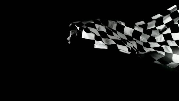 Super Slow Motion Checkered Race Zászló Hullámzó Folyamatosan Szél 1000Fps — Stock videók