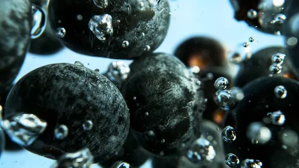 Macro Shot Blueberries Water Vegan Vegetarian Concept Detail Texture Blueberry — Stock Photo, Image
