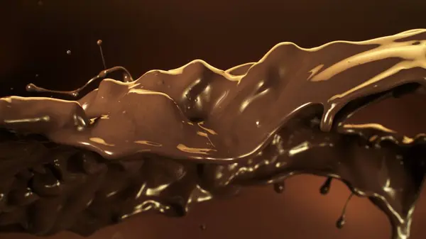 Splashing Melted Chocolate Flying Air Abstract Shape Chocolate — Stock Photo, Image