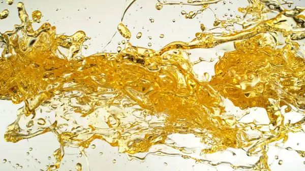 Sunflower Oil Splashing White Background Studio Shot Abstract Shape — Stock Photo, Image