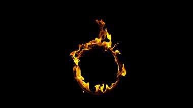 Ateş Çemberi Kara Arkaplan 'da izole edildi. Yanan Yüzüğün Dokusu.