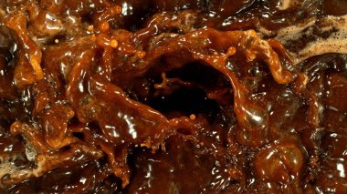 Macro Shot köpük ve kahve karışımı. Soyut İçeceklerin Özellikleri.