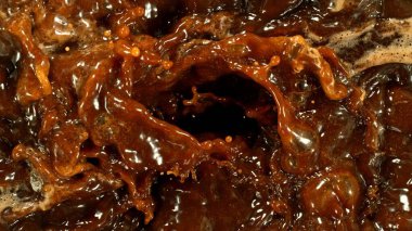 Macro Shot köpük ve kahve karışımı. Soyut İçeceklerin Özellikleri.