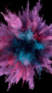 Renkli Toz Patlamasının Süper Yavaş Hareketi. Yüksek Hız Sineması Kamerası 'nda çekildi, 1000fps. Dikey Görünüm Oranı.