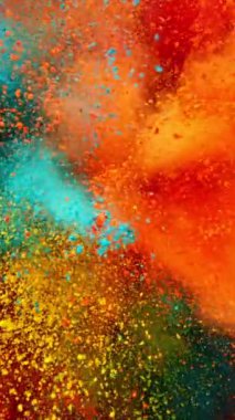 Renkli Toz Patlamasının Süper Yavaş Hareketi. Yüksek Hız Sineması Kamerası 'nda çekildi, 1000fps. Dikey Görünüm Oranı.
