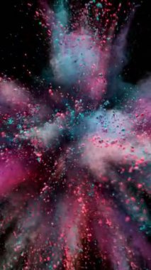 Dönen Kameralı Süper Yavaş Renkli Toz Patlaması. Yüksek Hız Sinema Kamerası, 1000fps.