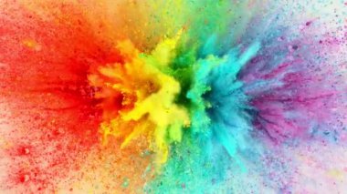 Renkli barut patlamasının süper yavaş çekimi. Yüksek hızlı sinema kamerası, 1000fps.