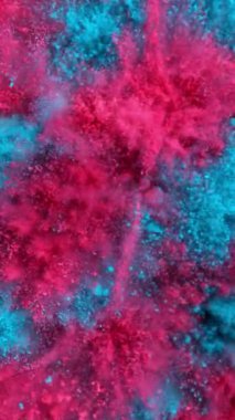 Renkli Toz Patlamasının Süper Yavaş Hareketi. Yüksek Hız Sineması Kamerası 'nda çekildi, 1000fps. Dikey Görünüm Oranı.