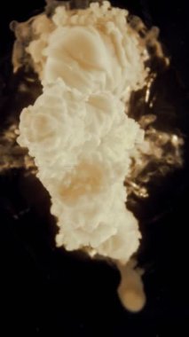 Kahve içeceğinin içine süt koymanın süper yavaş hareketi. Yüksek Hız Sineması Kamerası 'nda çekildi, 1000fps. Süt, Sualtı Kompozisyonu 'nda bir kahve yüzeyine çarpmaktır. Dikey Görünüm Oranı.