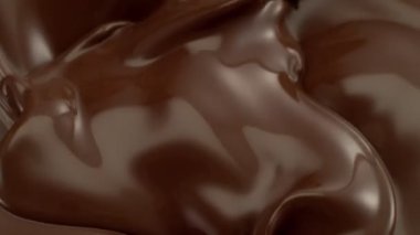Süper Yavaş Su Sıçratma ve Karıştırma Sıcak Erimiş Çikolata Dalgalar Yaratma Yüksek Hızda Sinema Kamerası, 1000 fps. Hız Rampası Efekti.