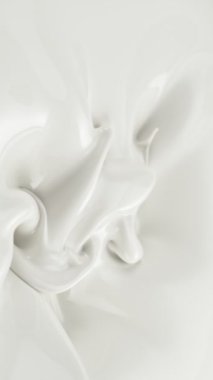 Süt ve Su Sıçratmanın Süper Yavaş Hareketi. High Speed Cinema Camera 'da çekildi, 1000 fps. Krema ve Süt Kapanışı. Dikey Görünüm Oranı.