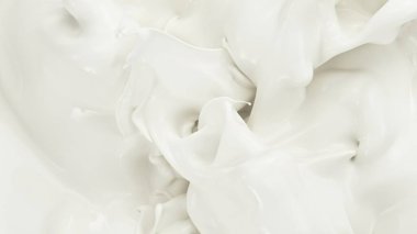 Sıvı Krem Sıçratma, Üst Görünüm Kompozisyonu. Sütün Dondurma Hareketi, Soyut Arkaplan.