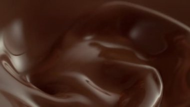 Süper Yavaş Su Sıçratma ve Karıştırma Sıcak Erimiş Çikolata Dalgalar Yaratma Yüksek Hızda Sinema Kamerası, 1000 fps.