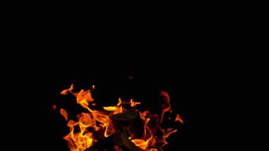 Kamp Ateşinin Süper Yavaş Hareketi Siyah Arkaplan 'da izole edildi. Yüksek Hız Sinema Kamerası, 1000 fp..