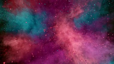 Renkli Pudra Uçuşunun Süper Yavaş Hareketi. Soyut Parçacıklar Harekete Geçer. Yüksek Hız Sinema Kamerası, 1000fps.