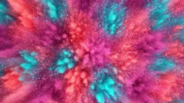 Siyah arka planda izole edilmiş süper yavaş renkli barut patlaması. Yüksek hızlı sinema kamerası, 1000fps.