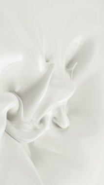 Süt ve Su Sıçratmanın Süper Yavaş Hareketi. High Speed Cinema Camera 'da çekildi, 1000 fps. Krema ve Süt Kapanışı. Dikey Görünüm Oranı.