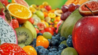 Çeşitli Taze Meyveler 'in çeşitli çeşitleri. Yiyecek Arkaplanı.
