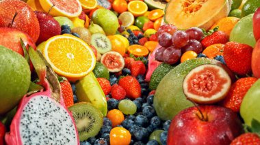 Çeşitli Taze Meyveler 'in çeşitli çeşitleri. Yiyecek Arkaplanı.