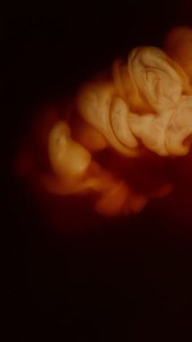 Extreme Close-Up 'ta Süt İçeceğinin Süper Yavaş Hareketi. High Speed Cinema Camera 'da çekildi, 1000 fps. Dikey Bileşim.