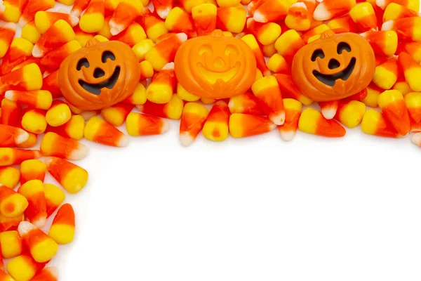 Candy Kukuřice Dýněmi Halloween Pozadí Izolované Bílém Pro Vás Bonbóny — Stock fotografie