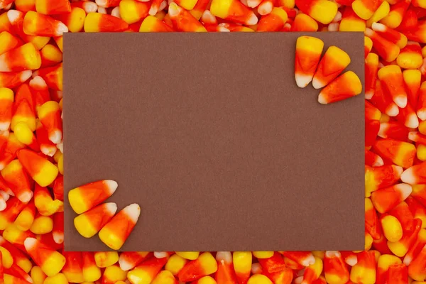 Cartão Saudação Halloween Branco Com Milho Doce Para Sua Mensagem — Fotografia de Stock