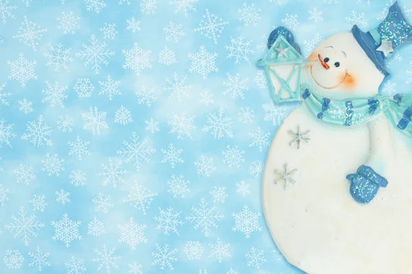 Schneemann Mit Schneeflocken Winter Hintergrund Für Sie Winter Oder Weihnachten — Stockfoto