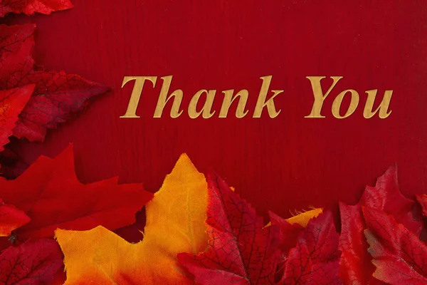 Obrigado Mensagem Com Folhas Outono Madeira Para Sua Saudação Sazonal — Fotografia de Stock