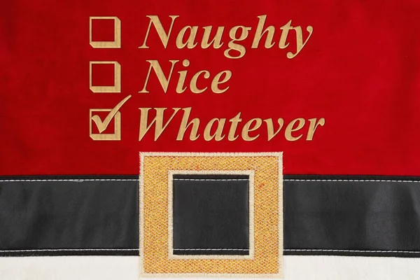 Naughty Nice Whatever Message Santa Suit — 스톡 사진