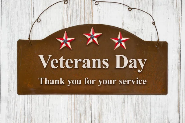 Veterans Day Thank You Sign Retro Red White Blue Flag — Stock Photo, Image