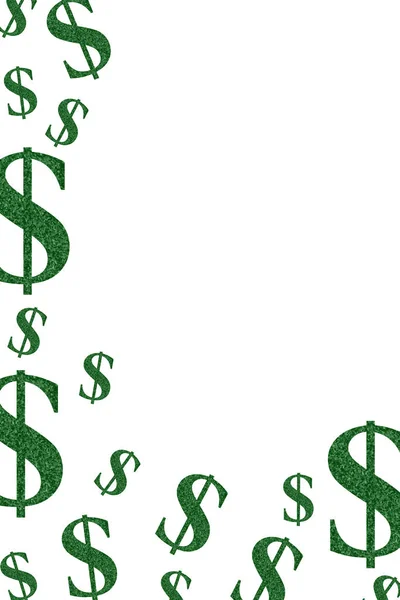 Money Border Green Dollar Sign Isolated White Copy Space Your — Stock Photo, Image