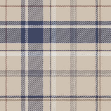 Bej ve mavi kumaş kusursuz arkaplanda ekoseli olacak ve mesajınız için tekrarlanacaktır