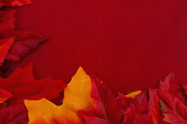 Podzimní Listí Pozadí Dřeva Pro Vaše Sezónní Poselství — Stock fotografie
