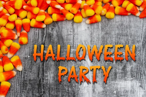 Halloween Party Invitation Orange Yellow Candy Corn — Stock Photo, Image