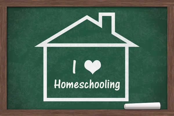 Hou Van Thuis Onderwijs Bericht Een Schoolbord Een Huis — Stockfoto