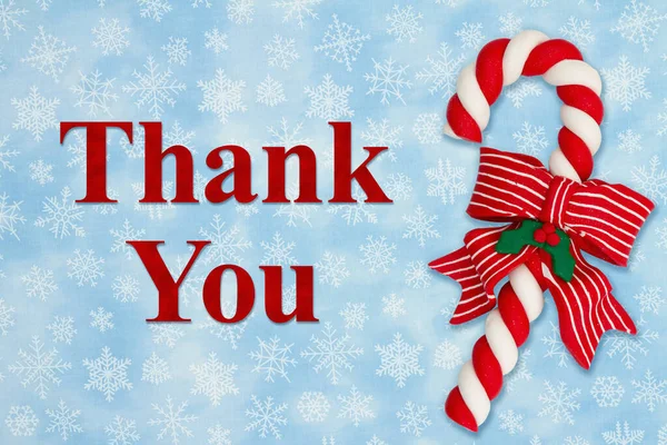 Thank You Message Candy Cane Snowflakes Your Winter Seasonal Message — Stock Photo, Image