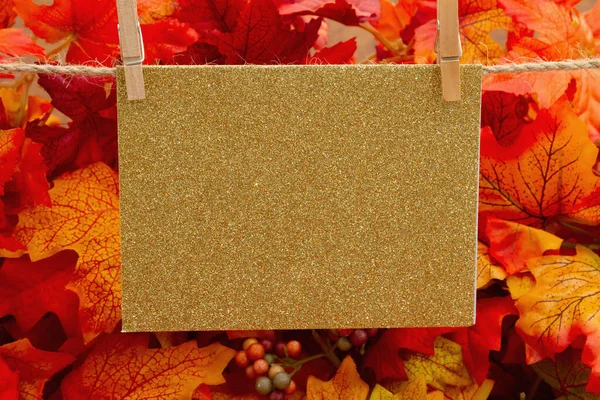 Blank Greeting Card Autumn Leaves Your Fall Seasonal Message — Stock Photo, Image