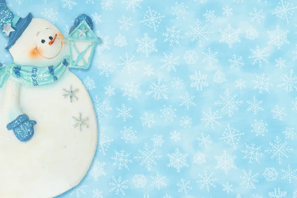 Winter Snowman Snowflake Background Your Winter Seasonal Message — Stock Photo, Image