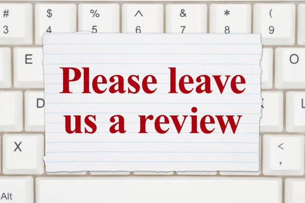 Please Leave Review Lined Paper Keyboard — Stock Photo, Image