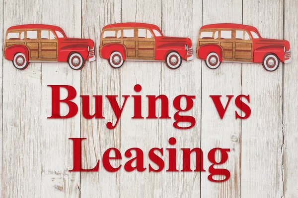 Buying Leasing Message Retro Old Car Wagon Auto Weathered Wood — Stock Photo, Image