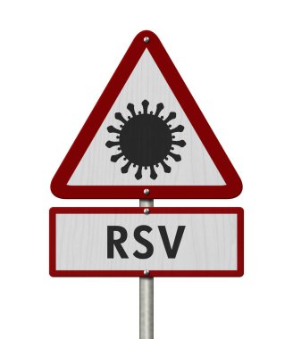 RSV kırmızı yol işareti uyarı mesajı için beyaza izole edildi