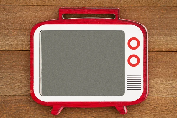 あなたのテレビメッセージのための風化した木製のモックアップのレトロなテレビ — ストック写真