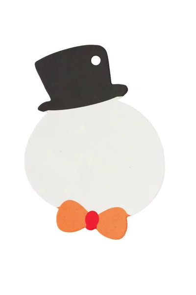 Κενό Snowman Tag Δώρο Απομονώνονται Λευκό Για Τις Διακοπές Σας — Φωτογραφία Αρχείου