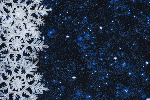 Fehér Hópelyhek Csillagokkal Nyaralás Háttér Téli Vagy Szezonális Üzenet — Stock Fotó