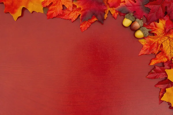 秋天的落叶在秋天的背景上作为你季节性的讯息 — 图库照片