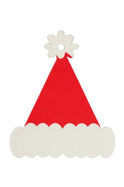 Etiqueta Presente Chapéu Papai Noel Branco Isolado Para Sua Mensagem — Fotografia de Stock
