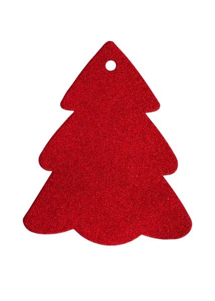 Κενό Κόκκινο Χριστουγεννιάτικο Δέντρο Δώρο Ετικέτα Απομονώνονται Λευκό Για Τις — Φωτογραφία Αρχείου