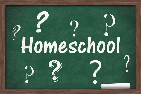 Homeschool Mit Fragezeichen Botschaft Auf Der Tafel Zur Entscheidungsfindung — Stockfoto